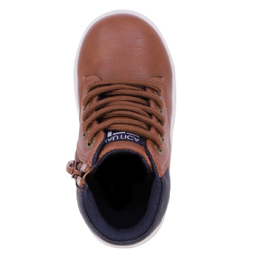 Nautica Dress Bootie Lace Up Chukka for Boys Toddler Bowenswarf - Tan Navy 7 - Picture 4 of 5